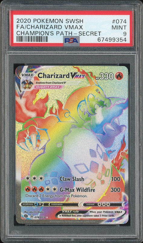 2020 Pokemon Sword & Shield Champion's Path Secret Charizard VMAX #074/073 PSA 9