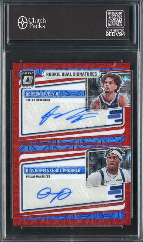 2023-24 Donruss Optic Rookie Dual Signatures Dereck Lively II / Olivier-Maxence Prosper #RDS-MAV Dual Autograph Choice