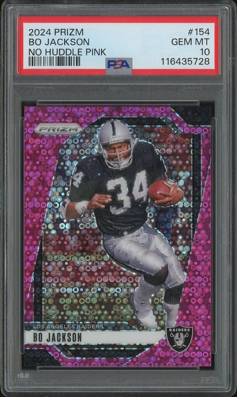 2024 Panini Prizm Bo Jackson #154 No Huddle Pink Disco /25 PSA 10