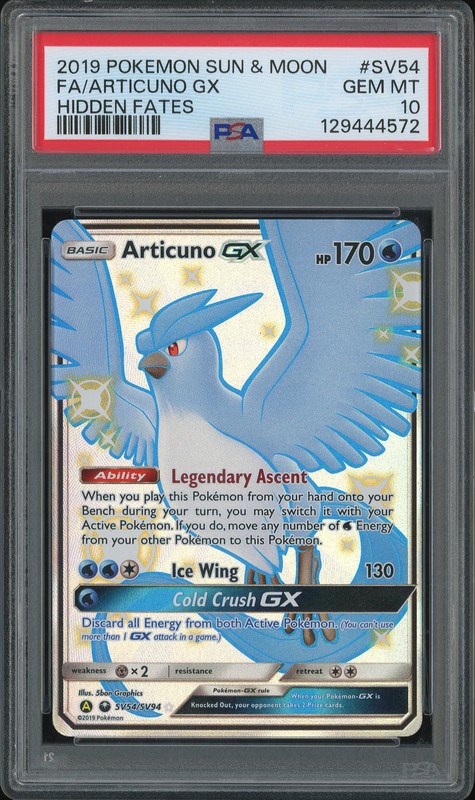 2019 Pokemon Sun & Moon Hidden Fates Articuno GX #SV54 PSA 10