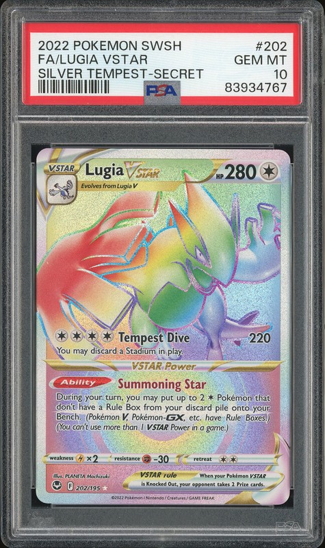 2022 Pokemon SWSH Silver Tempest Secret Lugia VSTAR #202 PSA 10