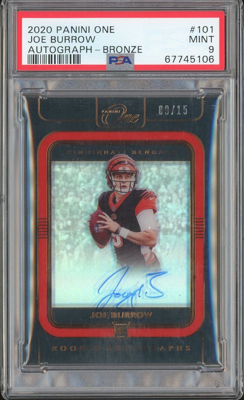 2020 Panini One Rookie Autographs Joe Burrow #101 Bronze /15 PSA 9