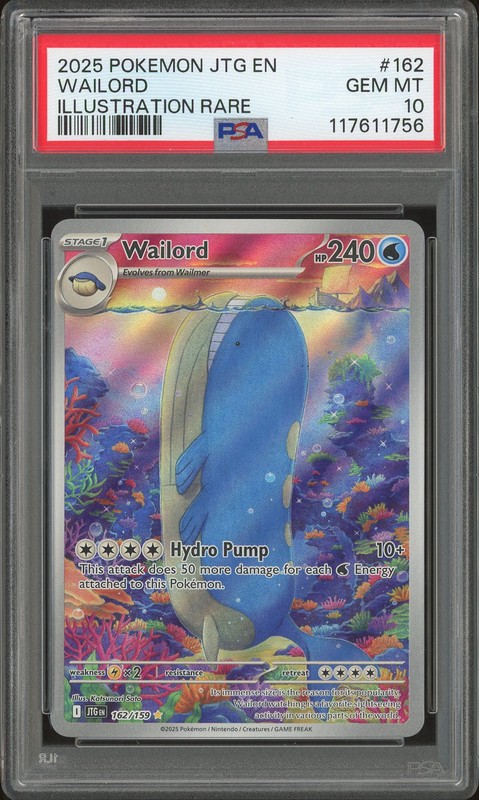 2025 Pokemon JTG EN Illustration Rare Wailord #162 PSA 10
