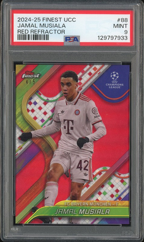 2024-25 Topps Finest UCC Jamal Musiala #88 Red Refractor /5 PSA 9