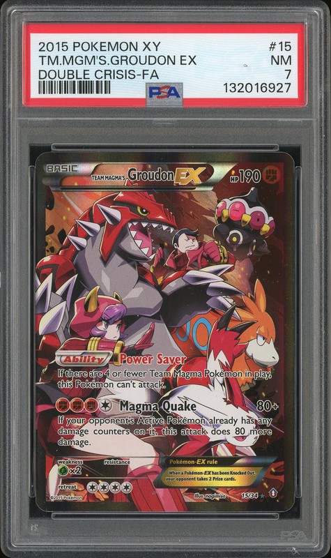 2015 Pokemon XY Double Crisis Team Magma's Groudon EX #15 PSA 7