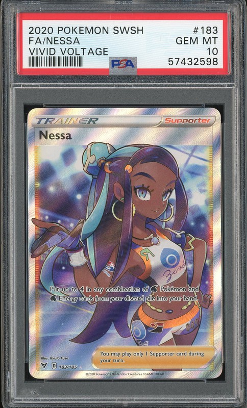2020 Pokemon SWSH Vivid Voltage Full Art Nessa #183 PSA 10