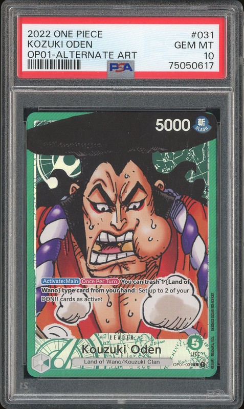One Piece Kozuki Oden #OP01-031 Romance Dawn Alternate Art PSA 10