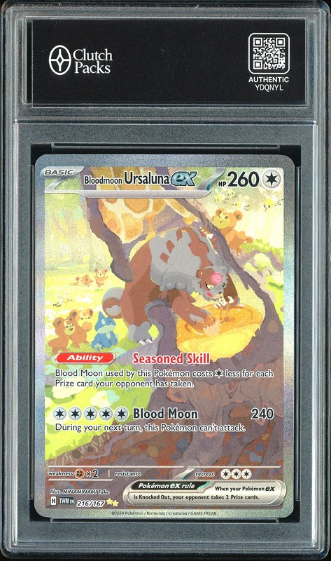2024 Pokémon Twilight Masquerade Bloodmoon Ursaluna ex #216/167 Hyper Rare