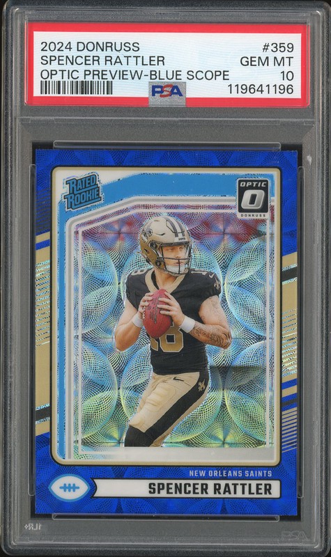 2024 Donruss Optic Preview Spencer Rattler #359 Blue Scope PSA 10