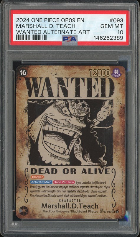 One Piece Marshall.D.Teach #OP09-093 Emperors in the New World Alternate Art PSA 10