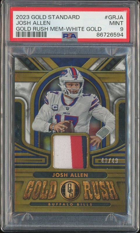2023 Gold Standard Gold Rush Mem White Gold Josh Allen #GRJA /49 PSA 9