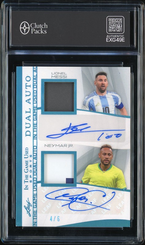 2025 Leaf In The Game Used Sports Dual Auto Lionel Messi / Neymar Jr. #IGD-11 Dual Autograph Patch /6