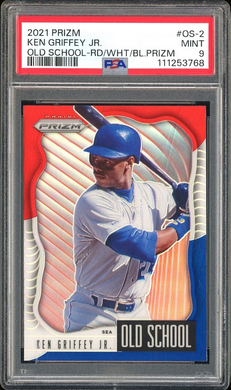 2021 Panini Prizm Old School Ken Griffey Jr. #OS-2 Red White Blue Prizm PSA 9