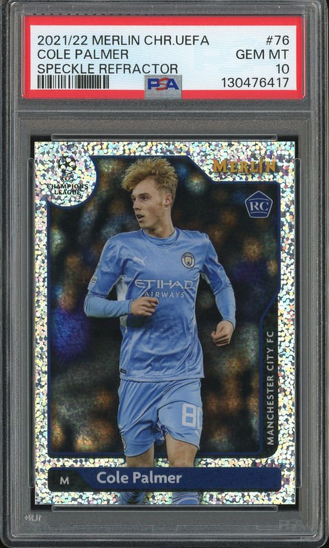 2021-22 Topps Merlin Chrome UEFA Champions League Cole Palmer #76 Speckle Refractor /150 PSA 10