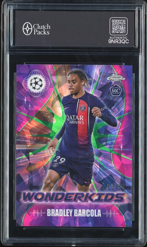 2024 Topps Chrome UEFA Champions League Wonderkids Bradley Barcola #WK-9 Purple Sapphire /99