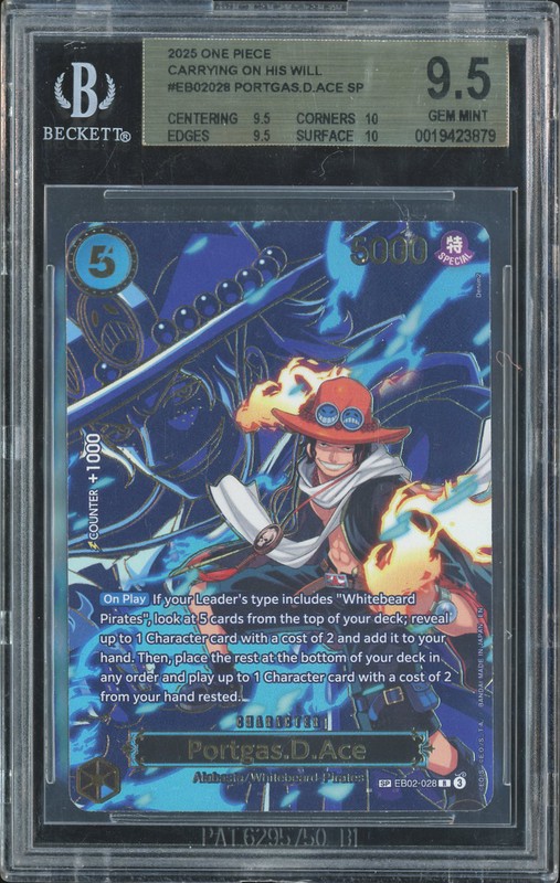 One Piece Portgas.D.Ace #EB02-028 Extra Booster Anime 25th Collection SP BGS 9.5